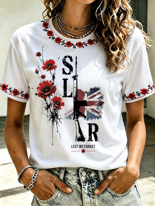 Women's SLR Lest We Forget Printed short-sleeved T-shirt