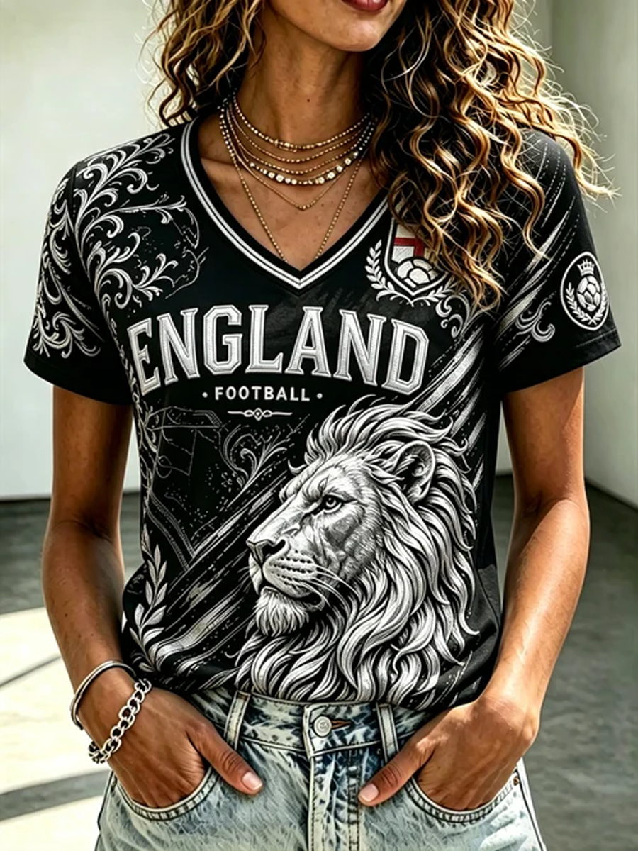 Women's UK Football Lover England Printed short-sleeved T-shirt