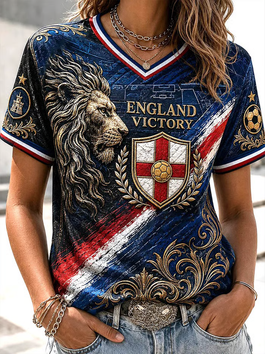Women's UK Football Lover England Printed short-sleeved T-shirt