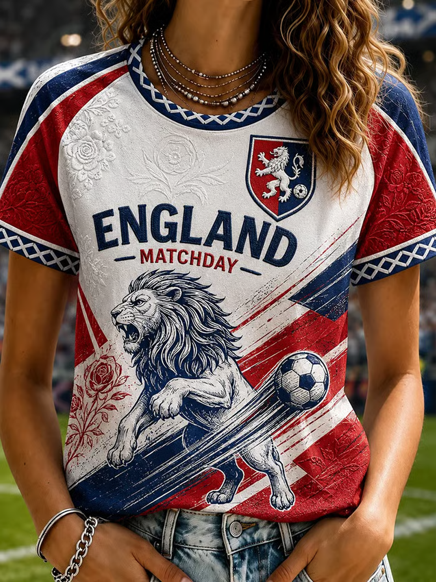 Women's UK Football Lover England Printed short-sleeved T-shirt