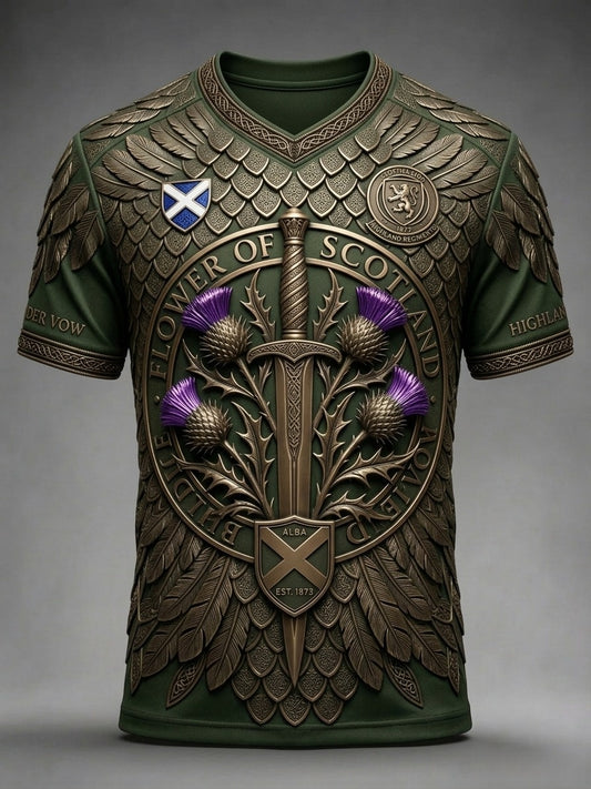Men's UK Scotland Football Lover 2026 Printed V-Neck T-Shirt