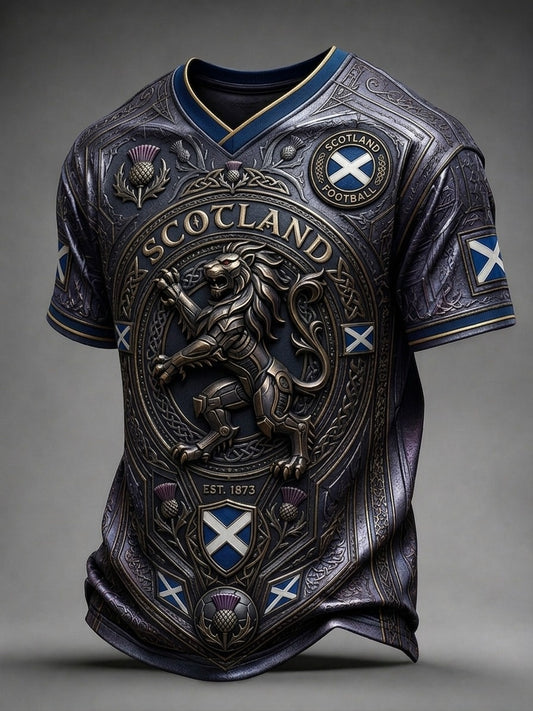 Men's UK Scotland Football Lover 2026 Printed V-Neck T-Shirt