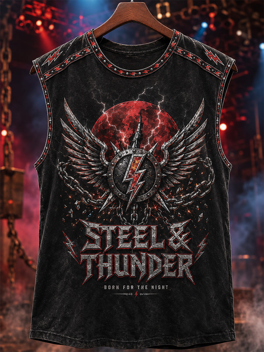 Men's Retro Heavy Metal Rock Band Print Casual Vest