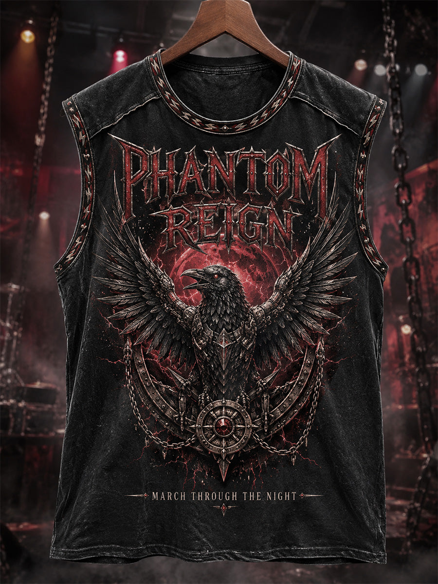 Men's Retro Heavy Metal Rock Band Print Casual Vest