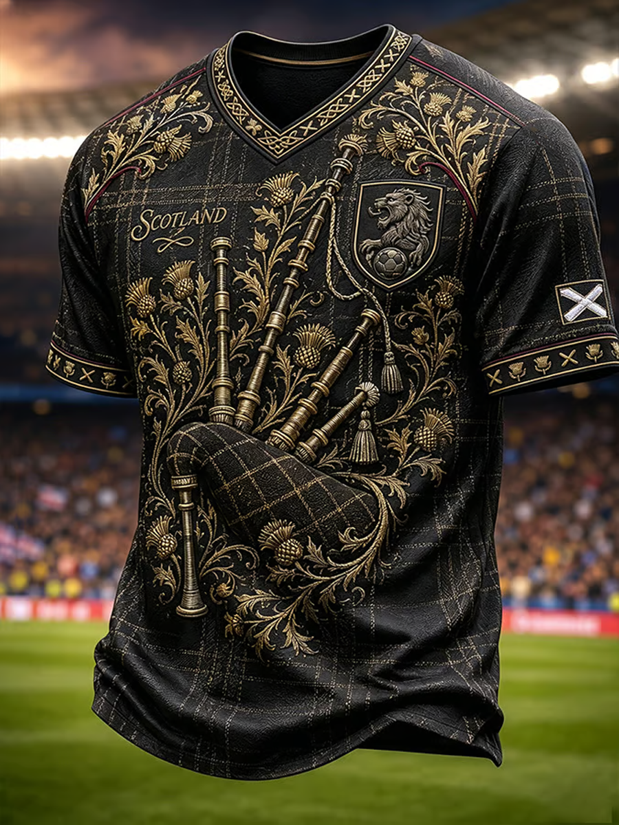 Men's Scotland Printed V-neck T-shirt