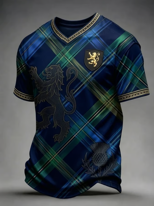 Men's Scotland Printed V-neck T-shirt