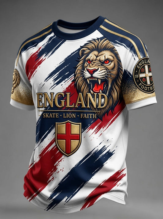 Men's Retro UK England Football Lover 2026 Print Casual T-Shirt