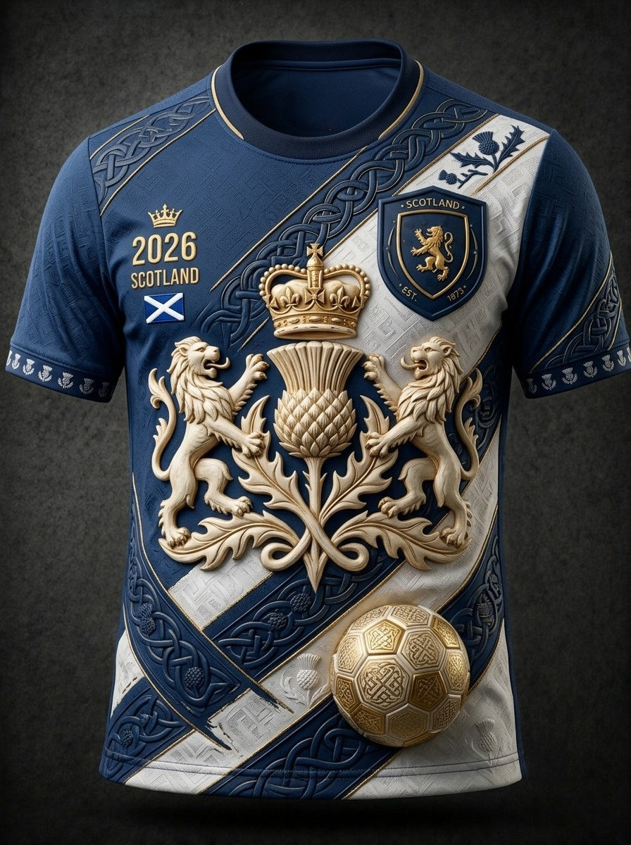 Men's Retro UK Scotland Football Lover 2026 Print Casual Short-Sleeve T-Shirt