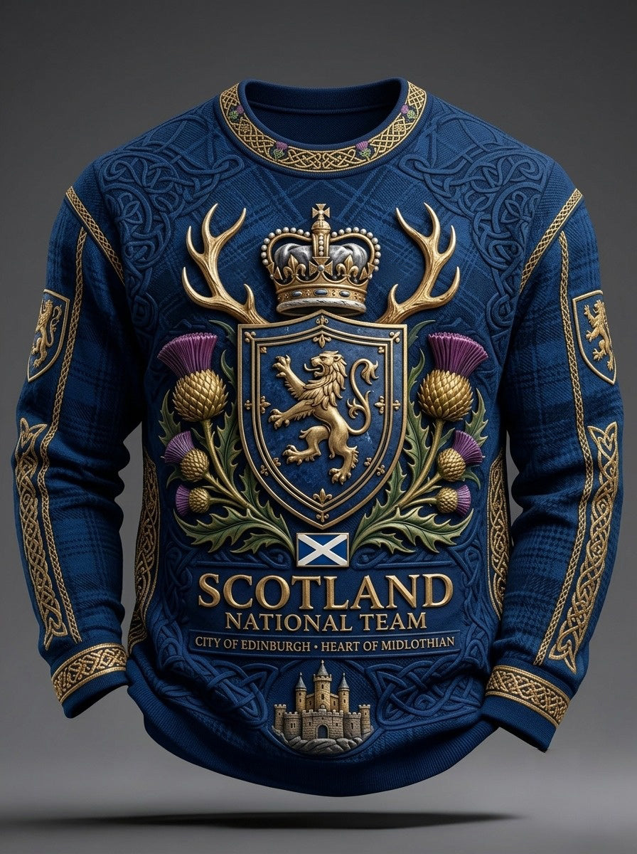 Men's Retro UK Scotland Football Lover 2026 Print Casual Long-Sleeve Top