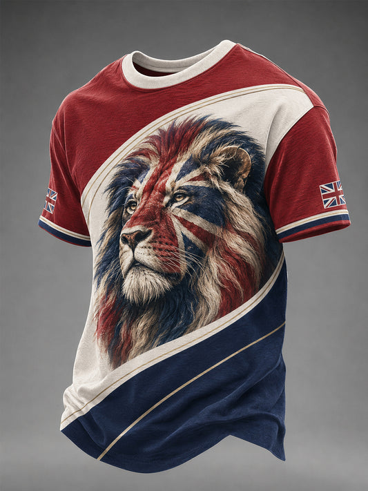 Men's British Lion Print Casual Tee