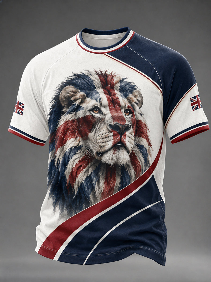 Men's British Lion Print Casual Tee