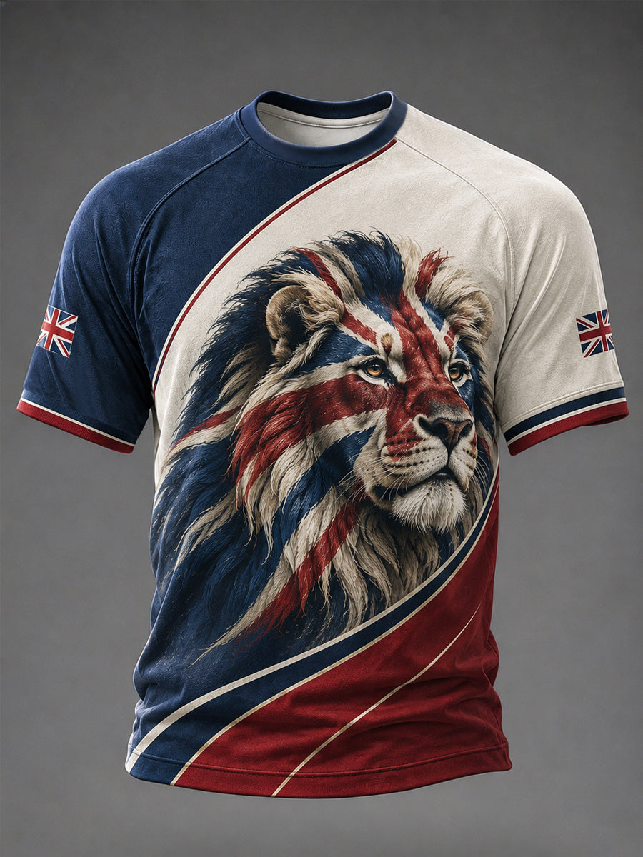 Men's British Lion Print Casual Tee