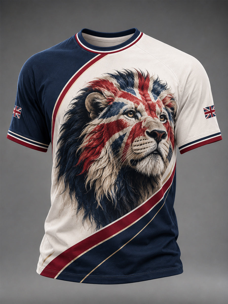 Men's British Lion Print Casual Tee