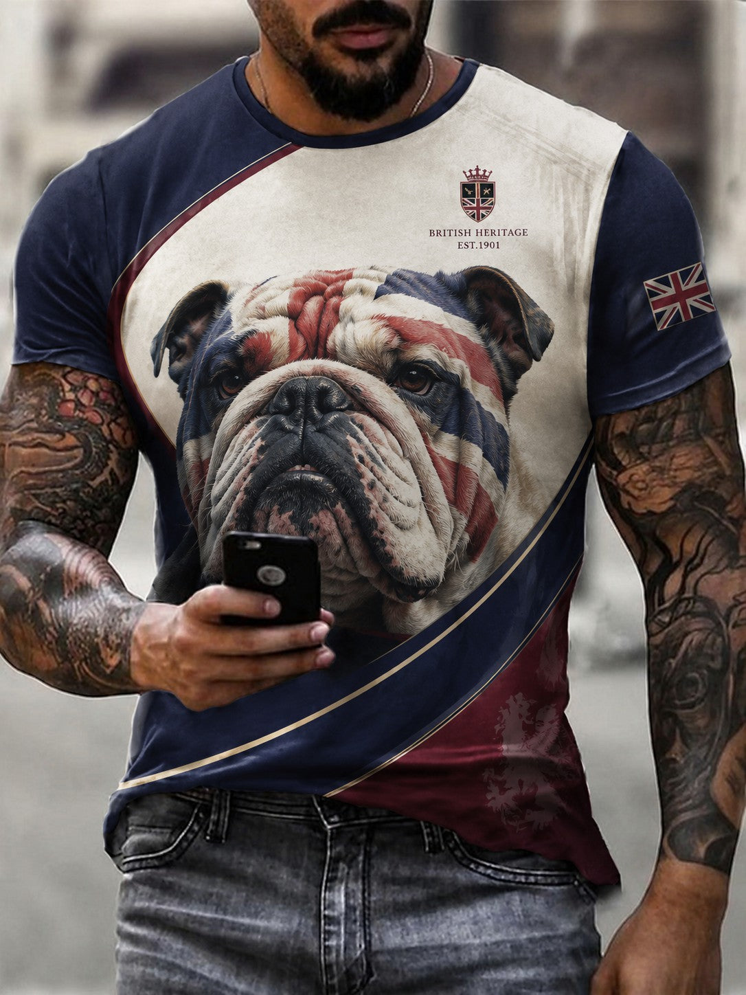 Men's British Bulldog Printed T-shirt