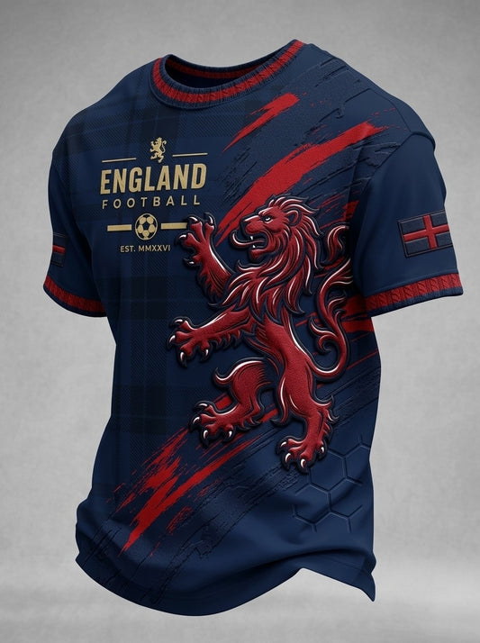 Men's UK England Football Lover 2026 Printed T-shirt
