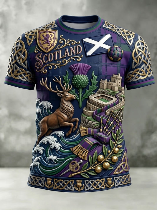 Men's UK Scotland Football Lover 2026 Printed T-shirt