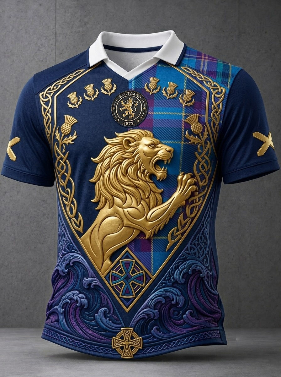 Men's UK Scotland Football Lover 2026 Printed V-Neck T-Shirt