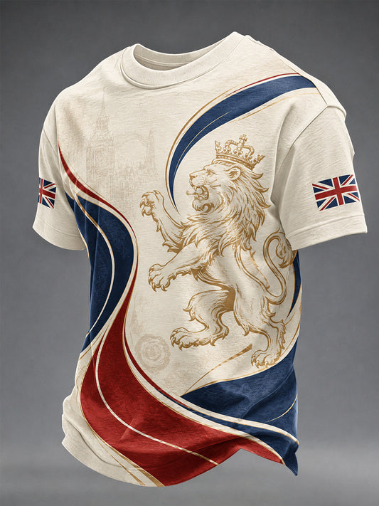 Men's British Lion Print Casual Tee