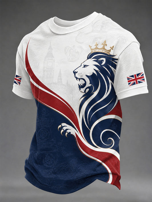 Men's British Lion Print Casual Tee