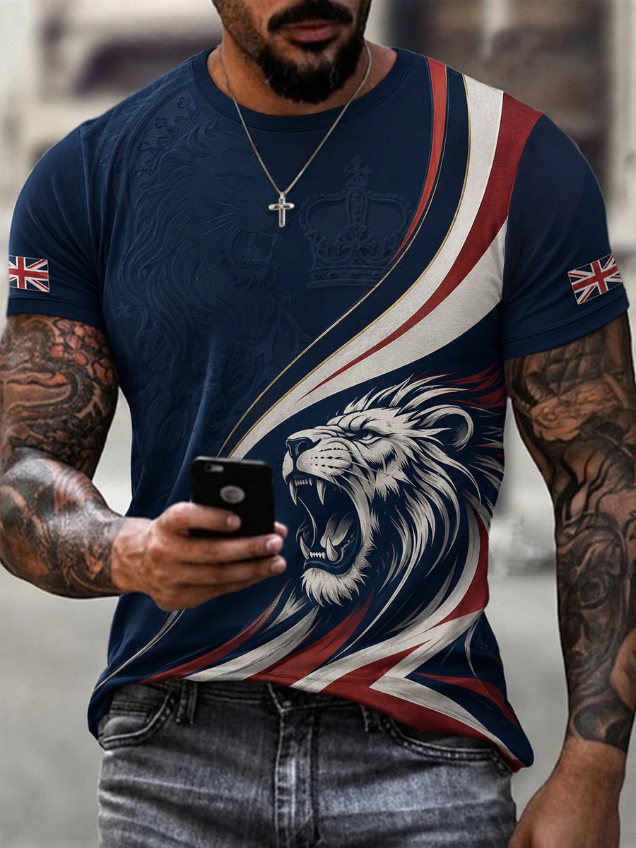 Men's British Lion Print Casual Tee