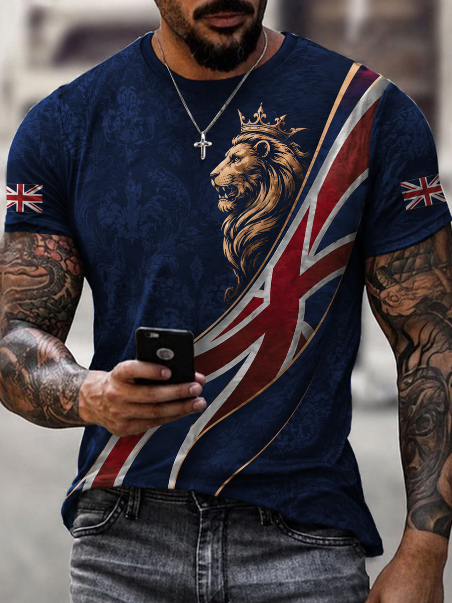 Men's British Lion Print Casual Tee