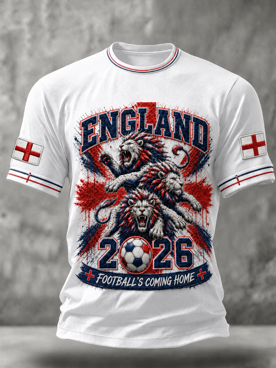 Men's Gift For Football Fans Print Casual O-neck Short Sleeve T-shirt