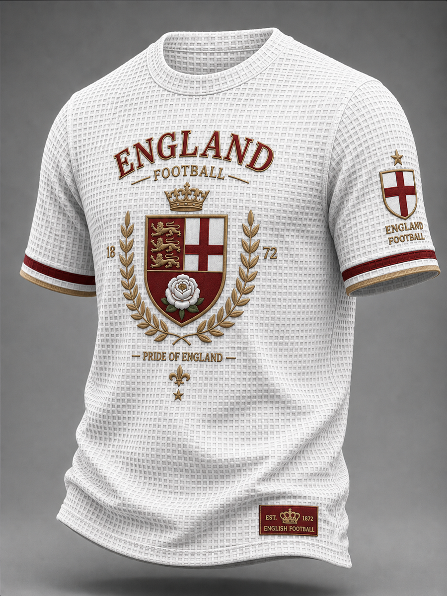 Men's UK Football Lover England Printed Waffle Short Sleeve