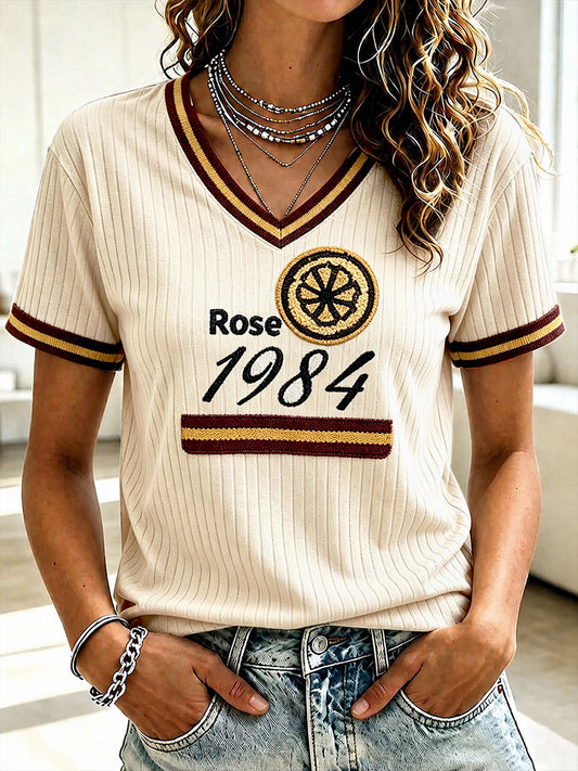 Women’s Vintage Off-White ‘The Stone Rose 1984’ Print Casual T-shirt