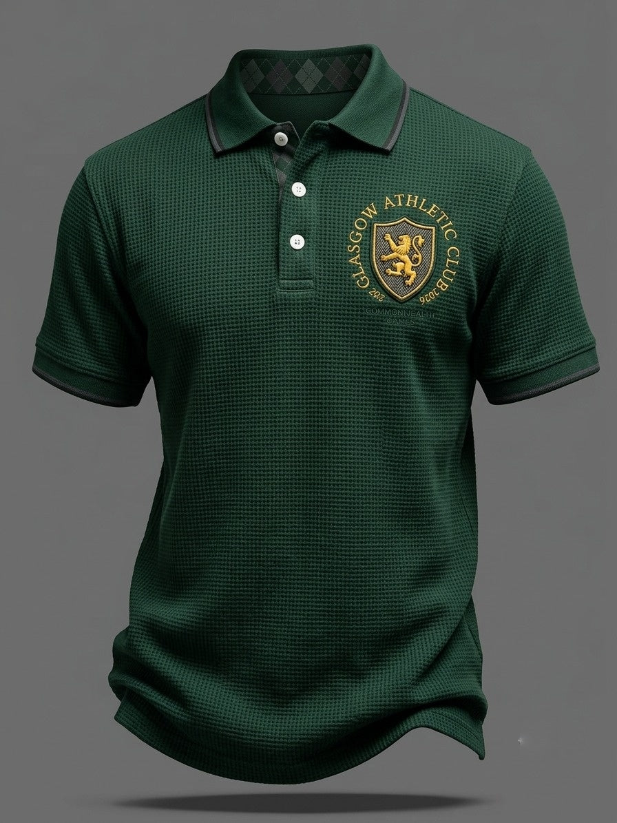 Men's Retro British Commonwealth Games Waffle Polo Shirt