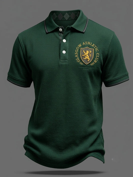 Men's Retro British Commonwealth Games Waffle Polo Shirt