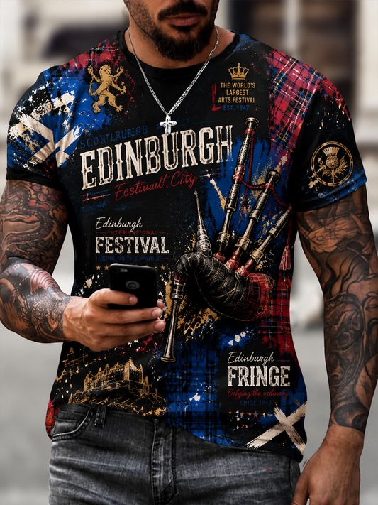 Men's Edinburgh City Proud Art Printed short sleeves t-shirt