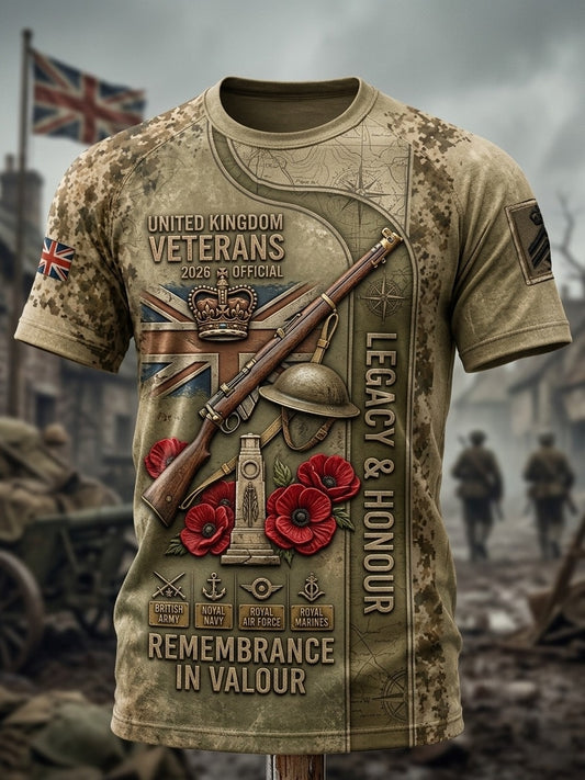 Men's British veteran print short sleeve t-shirt