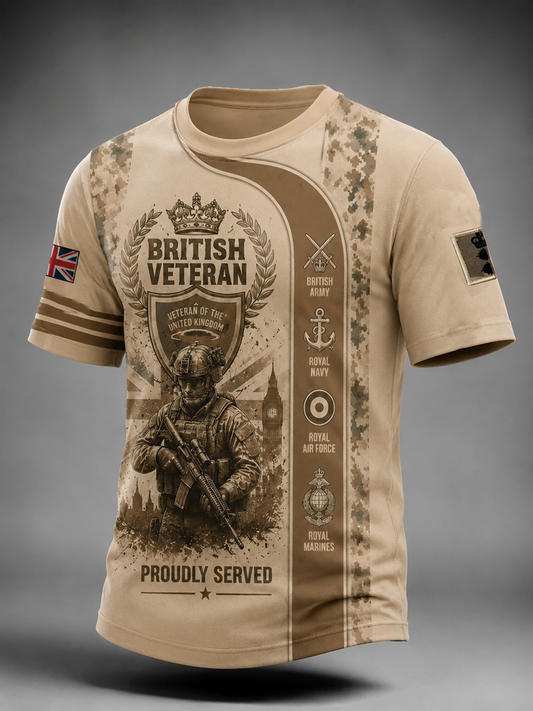 Men's British Veteran Print short sleeves t-shirt