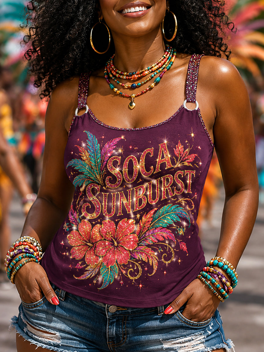 Women's Caribbean Carnival Print Casual Sleeveless Top