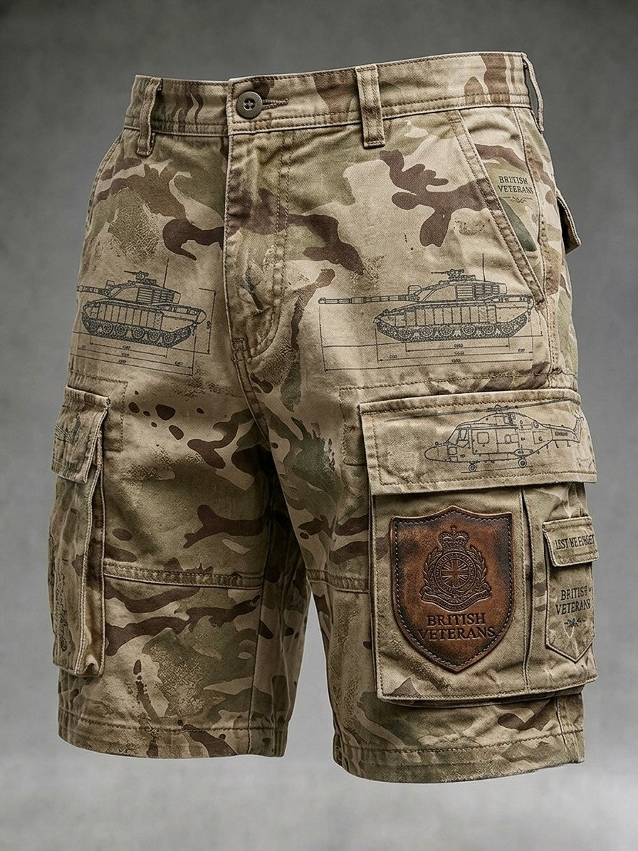 Men's Veteran Memorial Graphic Print Cropped Cargo Pants