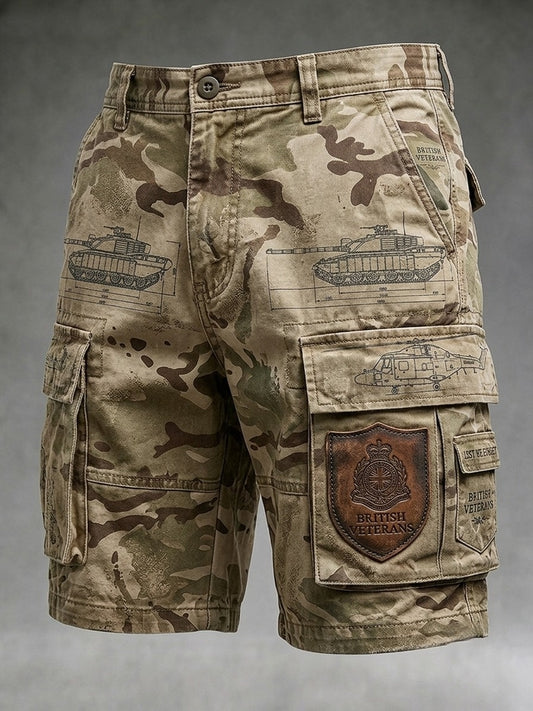 Men's Veteran Memorial Graphic Print Cropped Cargo Pants