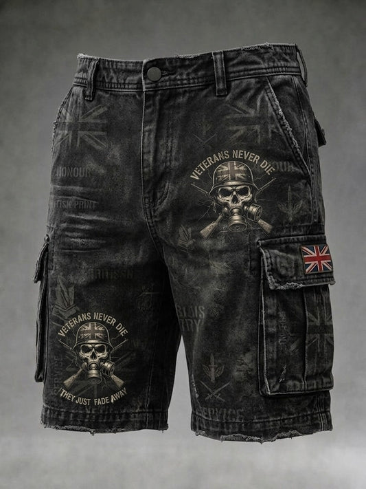 Men's Veteran Memorial Graphic Print Cropped Cargo Pants