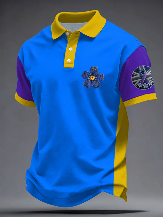Men's UK Alzheimer's Awareness Floral Printed Casual Tops