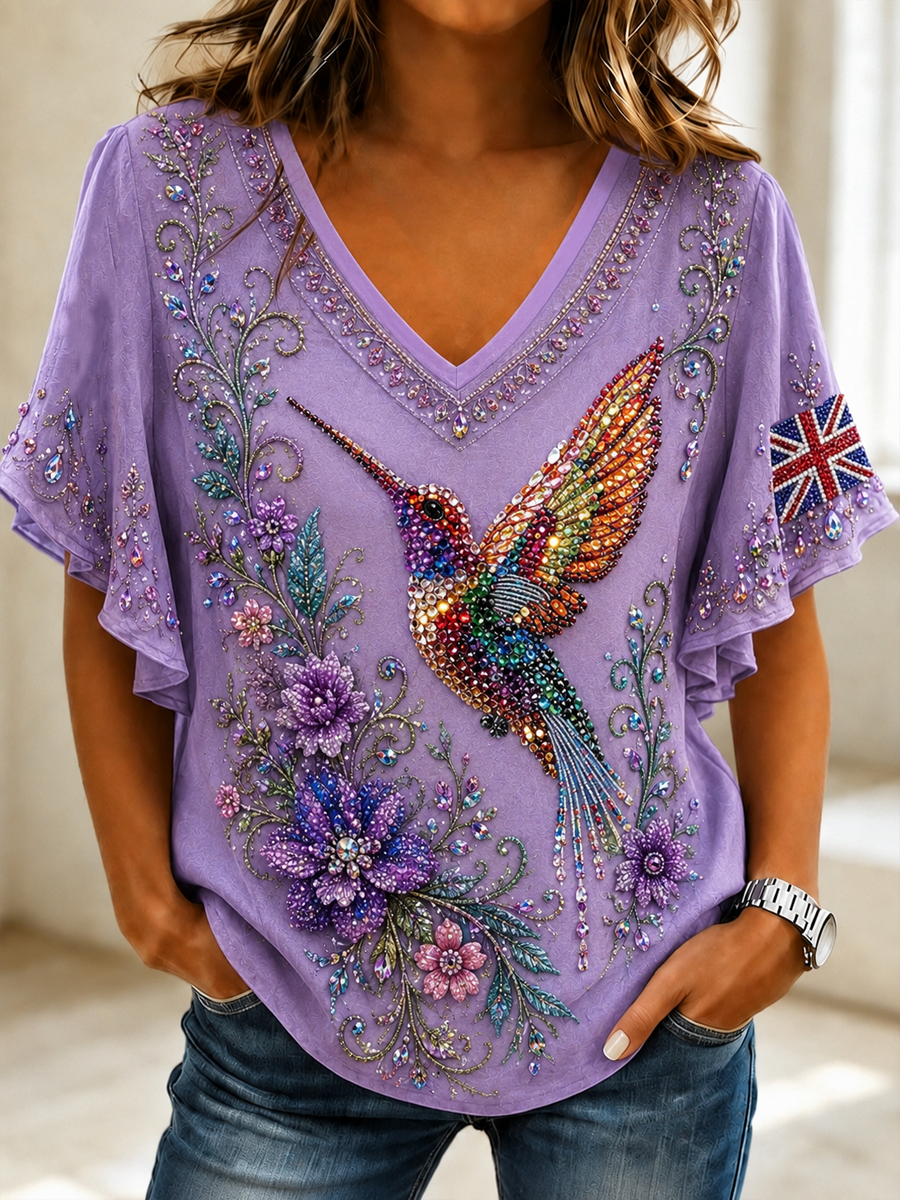 Women's UK Alzheimer's Awareness Floral Printed Shot Short Sleeve T-Shirt