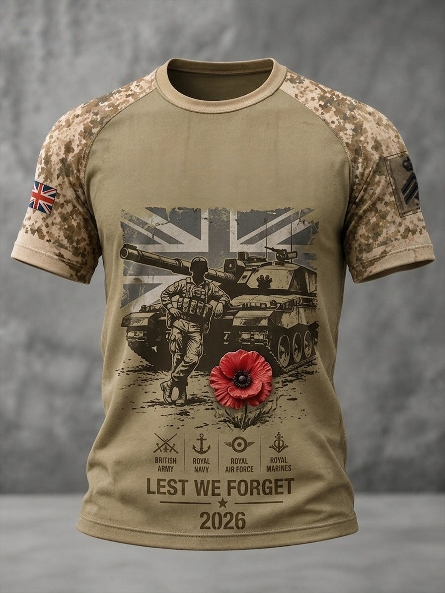 Men's British veteran print short sleeve t-shirt