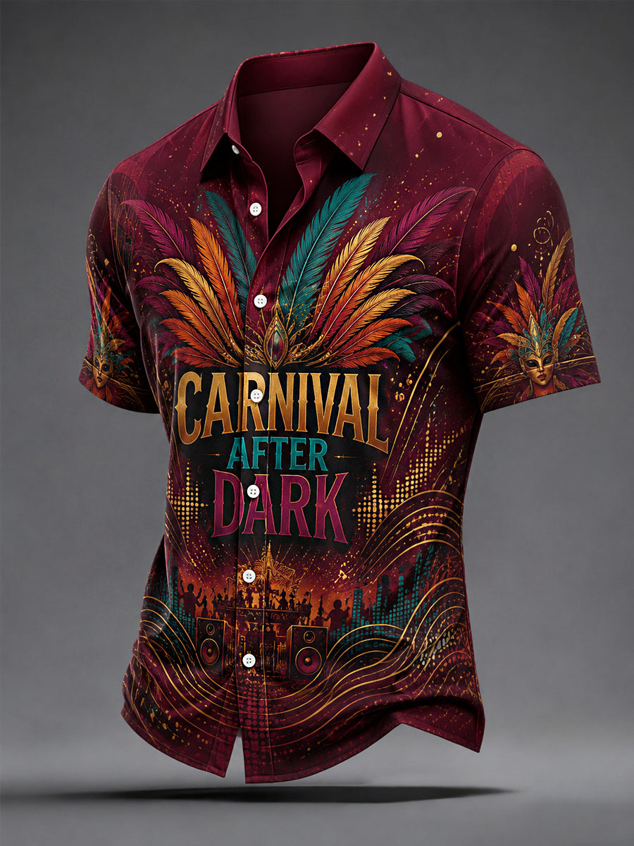 Men's Caribbean Carnival Print Casual Short Sleeve Shirt