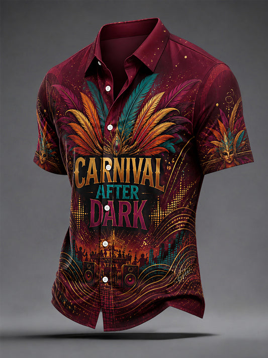 Men's Caribbean Carnival Print Casual Short Sleeve Shirt