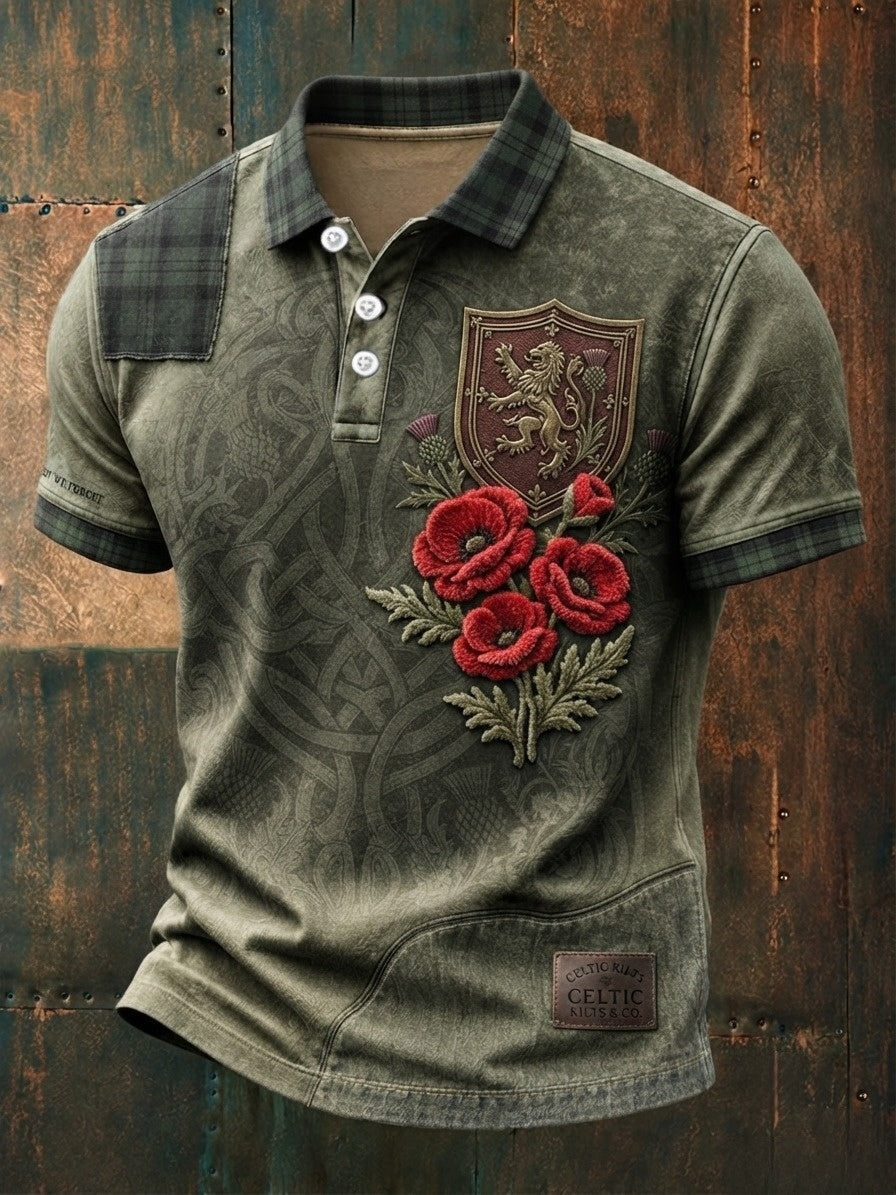 Men's British veteran print polo shirt