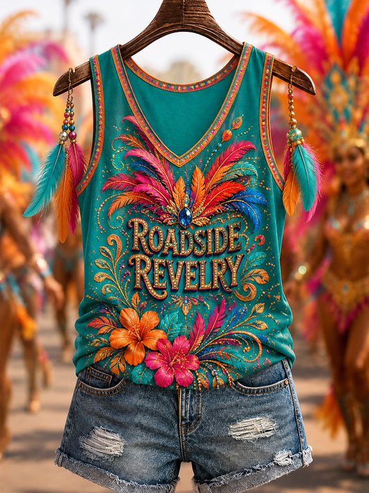Women's Caribbean Carnival Print Casual Vest