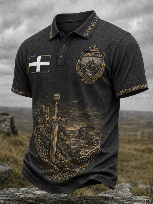 Men's Vintage Cornwall Arthur Legend Print Shirt