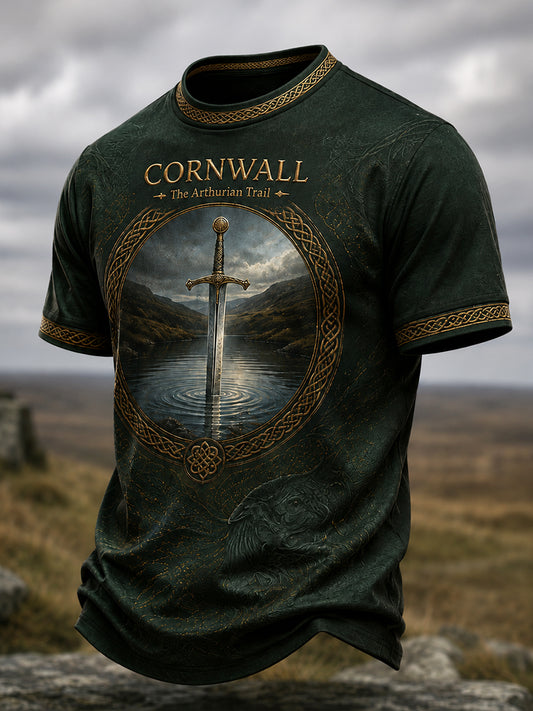 Men's Vintage Cornwall Arthur Legend Print T-Shirt