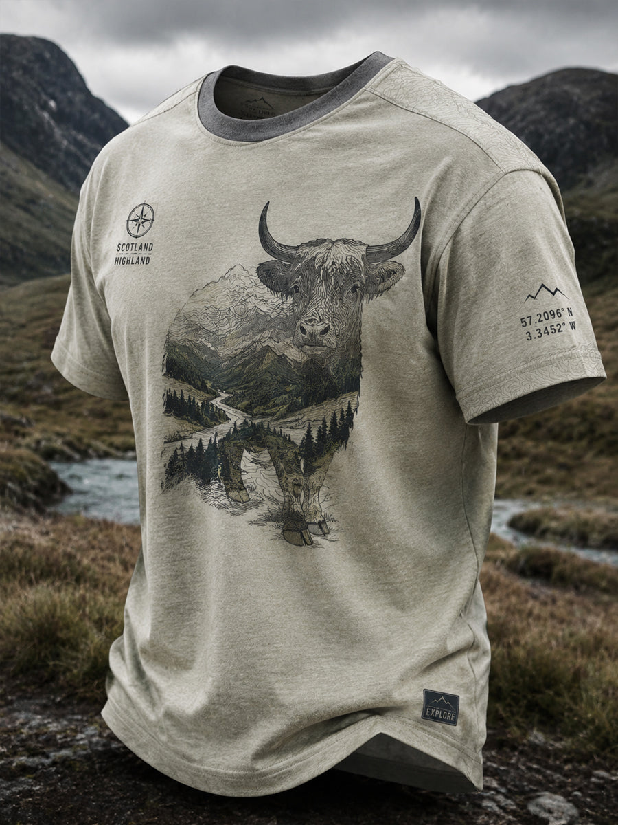 Men's Scottish Highland Cattle Printed T-shirt