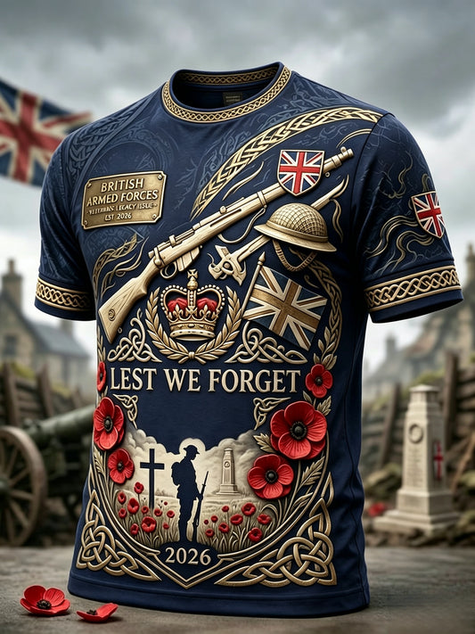 Men's British veteran print short sleeves t-shirt