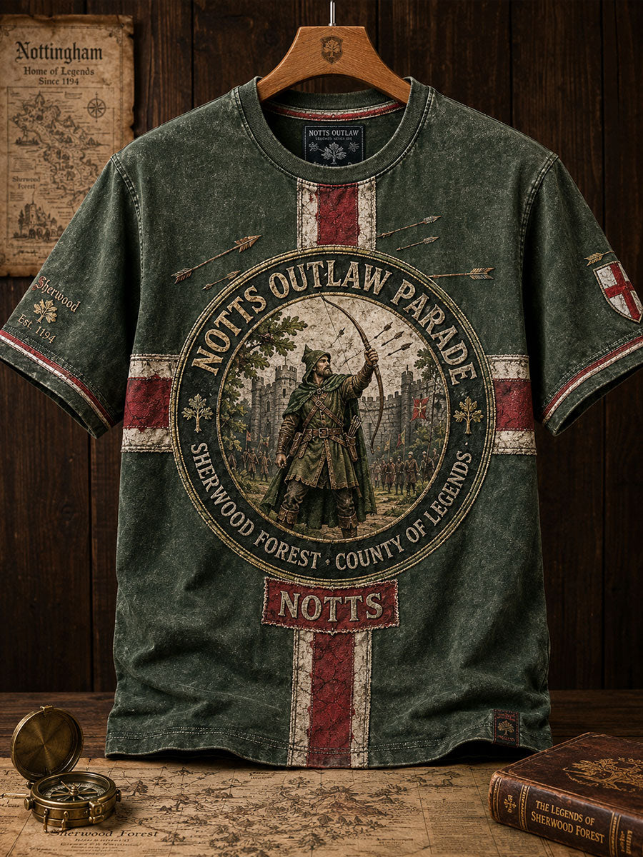 Men's Outlaw of Nottingham Day Robin Hood Art Printed T-shirt