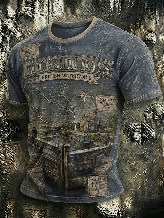 Men's Lockside Days British Canal Life Printed T-shirt